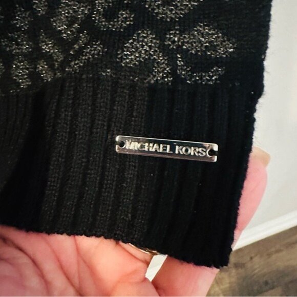 Michael Kors Metallic Leopard Scarf in Black and Gray Pattern - Picture 7 of 9